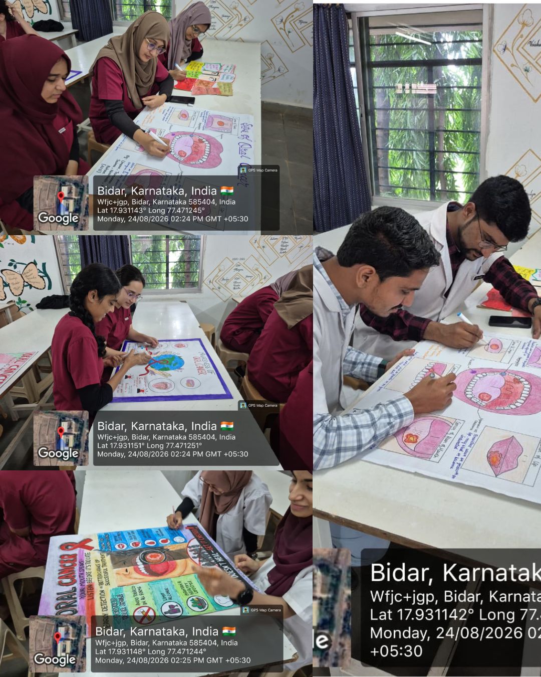 Students participating in oral cancer awareness poster activity